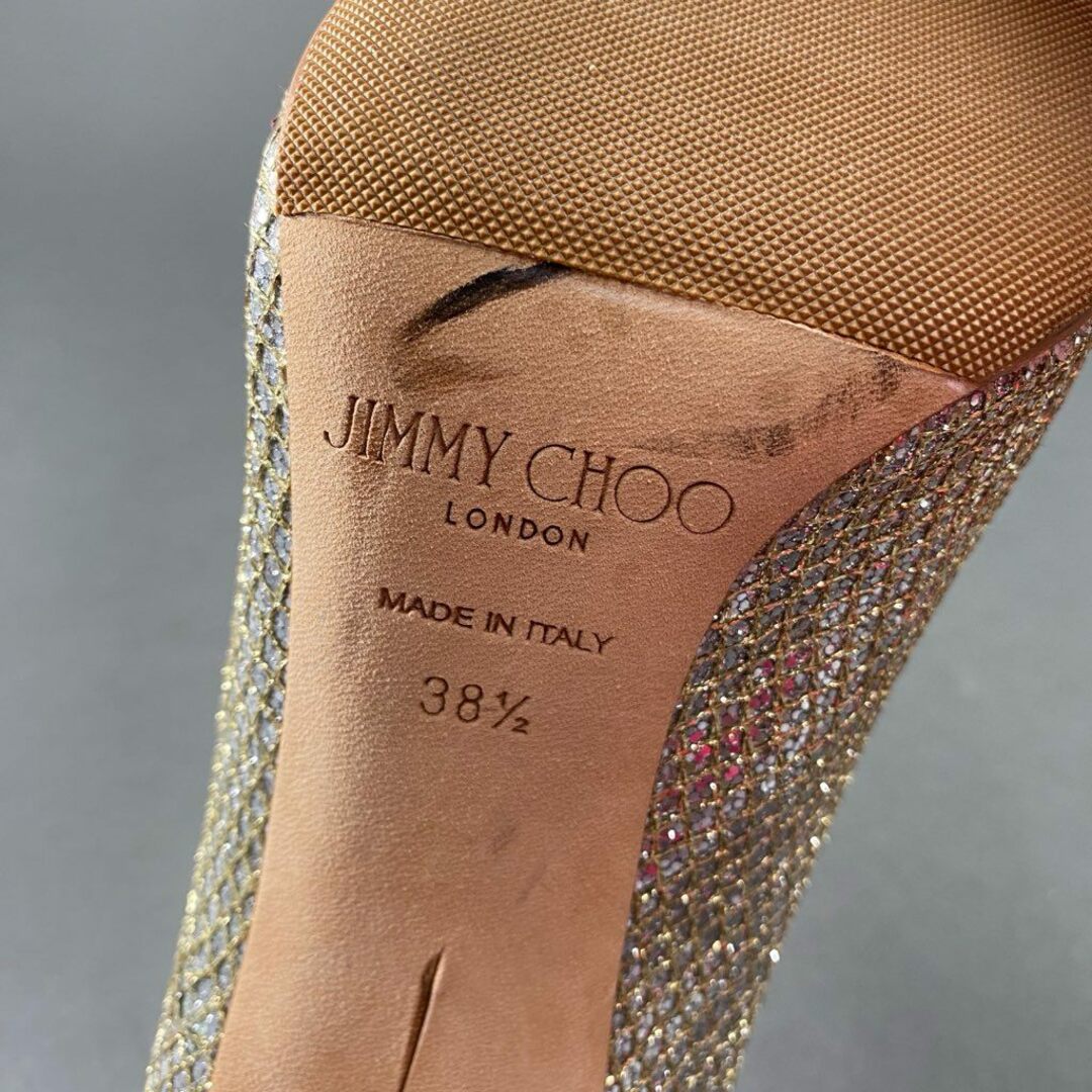 JIMMY CHOO(ジミーチュウ)の3c1 イタリア製 JIMMY CHOO ジミーチュウ ピンヒール パンプス パーティシューズ  サイズ38.5 シルバー系 レディース 女性用 レディースの靴/シューズ(ハイヒール/パンプス)の商品写真