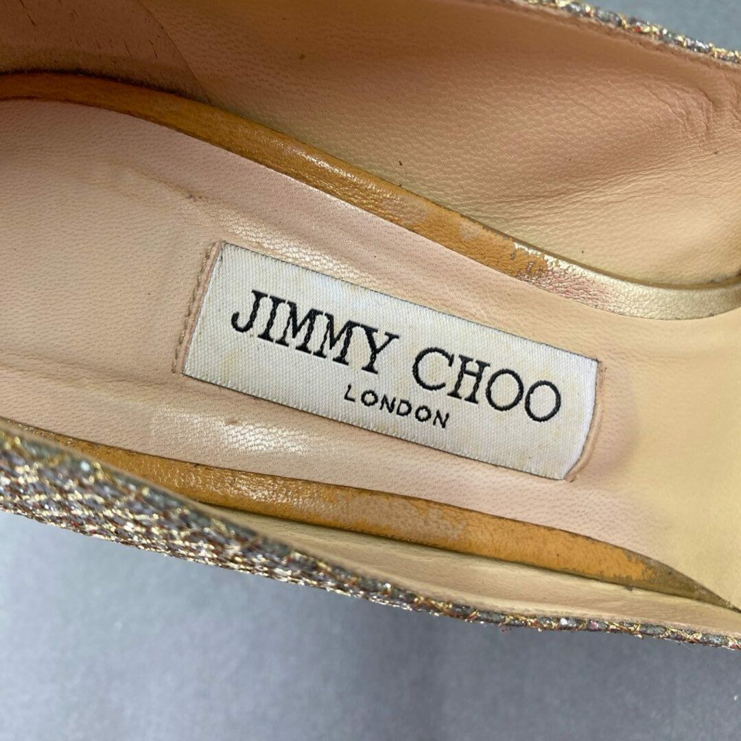 JIMMY CHOO(ジミーチュウ)の3c1 イタリア製 JIMMY CHOO ジミーチュウ ピンヒール パンプス パーティシューズ  サイズ38.5 シルバー系 レディース 女性用 レディースの靴/シューズ(ハイヒール/パンプス)の商品写真