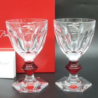 バカラ(Baccarat)のITZ0JT0CBE22 美品 Baccarat バカラ ペア ワイングラス アルクール レッドボタン ネーム入り シャンパン クリスタル ガラス クリア(グラス/カップ)