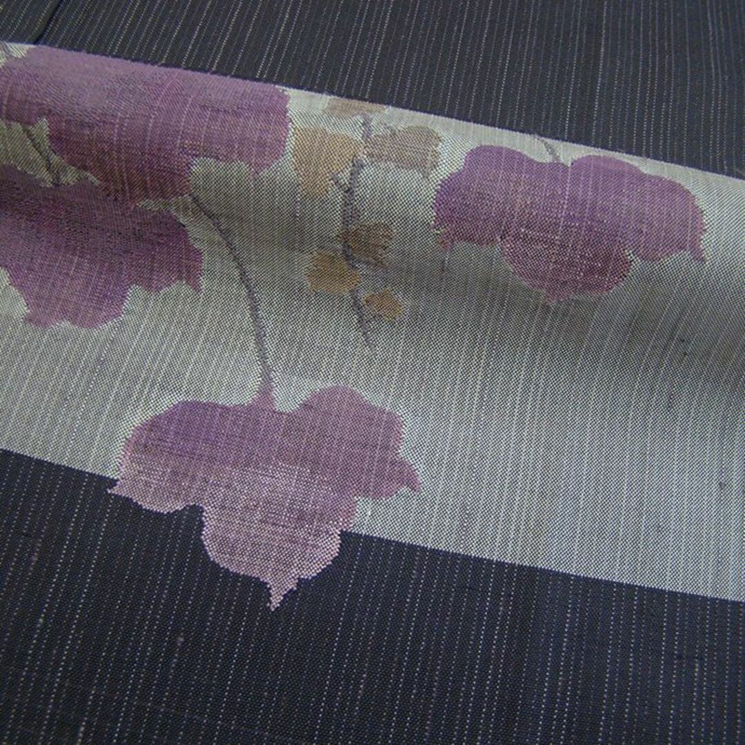 「縁」148ｃｍ～154ｃｍ 紬地 帝王紫 訪問着 正絹 Ｉ６０４ レディースの水着/浴衣(着物)の商品写真