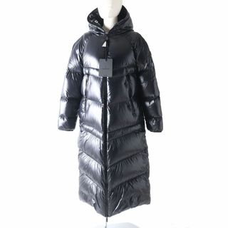 モンクレール(MONCLER)の未使用品★正規品 MONCLER モンクレール CHANON 21-22AW ラバーロゴワッペン・ フード付き ロング ダウンコート 黒 1 ハンガー・タグ付き(ダウンコート)