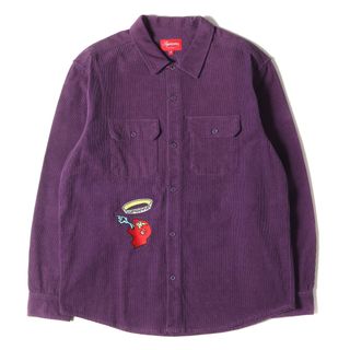 シュプリーム(Supreme)の新品 Supreme シュプリーム シャツ サイズ:M 21AW ゴンズ グラフィック刺繍 コーデュロイ ワークシャツ Gonz Corduroy Work Shirt パープル トップス カジュアルシャツ 長袖シャツ【メンズ】(シャツ)