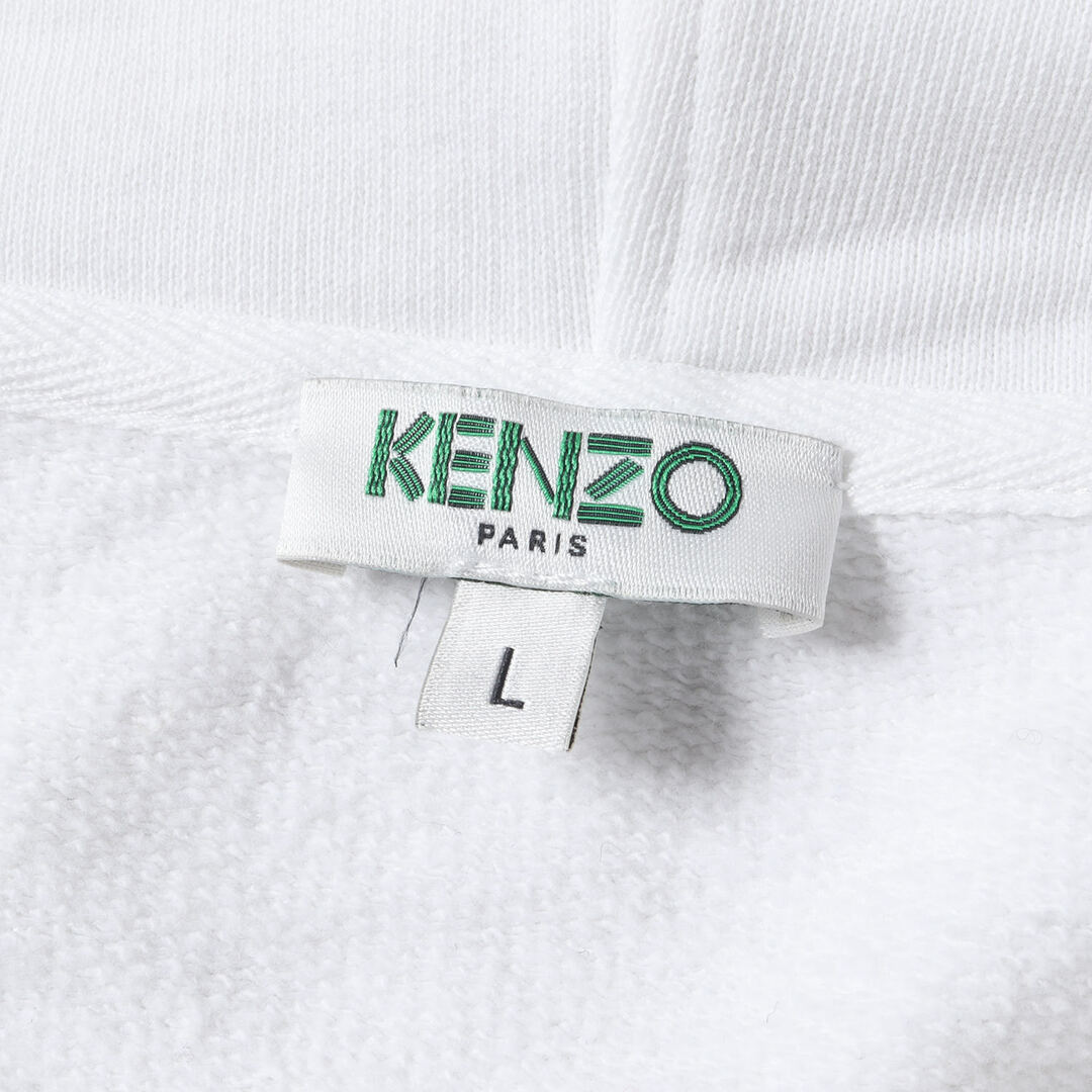 KENZO(ケンゾー)の美品 KENZO ケンゾー パーカー サイズ:L 21SS グリッター ラメ タイガー 刺繍 ライトウェイト スウェットパーカー Classic Tiger Hoodie F965SW4444X7 トップス フーディー プルオーバー 裏毛 ホワイト 白 【メンズ】【中古】 メンズのトップス(パーカー)の商品写真