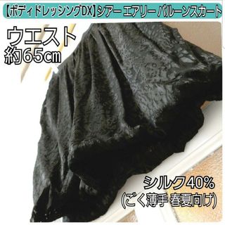 ボディドレッシングデラックス(BODY DRESSING Deluxe)のボディドレッシングデラックス 春夏 黒 シルク混 シアー 膝丈スカート M/9号(ひざ丈スカート)