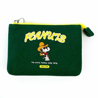 スヌーピー(SNOOPY)のスヌーピー 3ポケットポーチ スウェット ロゴ刺? PEANUTS 小物入れ GR(ポーチ)