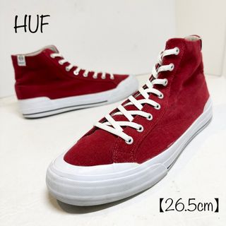 ハフ(HUF)の状態良好★HUF/ハフ★スニーカー★ハイカット★レッド×ホワイト/赤白★26.5(スニーカー)