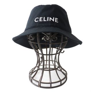 celine - 美品 CELINE セリーヌ 2AUO4968P コットン ロゴ入り バケットハット／帽子 ブラック M フランス製 正規品 レディース