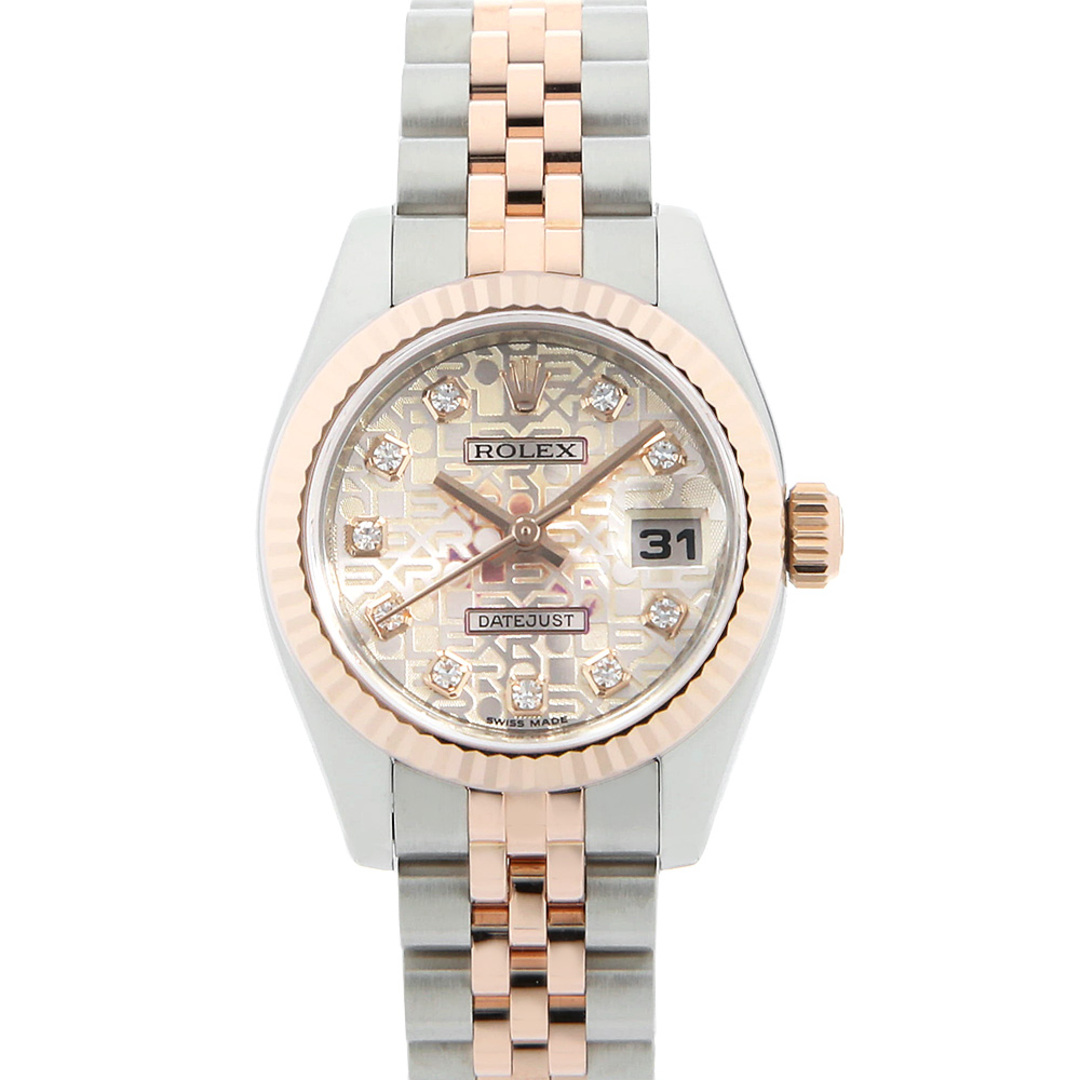ROLEX(ロレックス)のロレックス デイトジャスト 10Pダイヤ 179171G ピンク 彫りコンピューター V番 レディース 中古 腕時計 レディースのファッション小物(腕時計)の商品写真