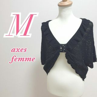 axes femme - アクシーズファム　半袖トップス　M　ブラック　リボン　アクリル100%　きれいめ