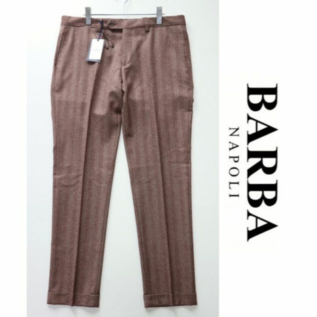 BARBA(バルバ)の新品【バルバナポリ】毛100％ヘリンボーン柄 パンツ スラックス 52(w90) メンズのパンツ(スラックス)の商品写真