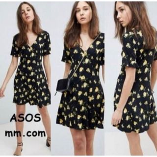 エイソス(asos)のエイソス asos  花柄 フラワー ミニワンピース UK6(ミニワンピース)