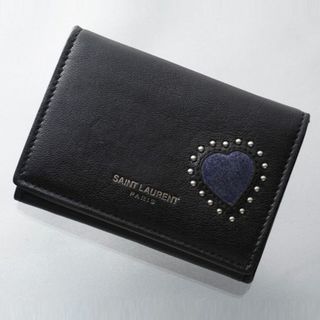 サンローラン(Saint Laurent)のK3306M 美品 サンローラン パリ ハート 三つ折 ミニ 財布 ITALY製(財布)