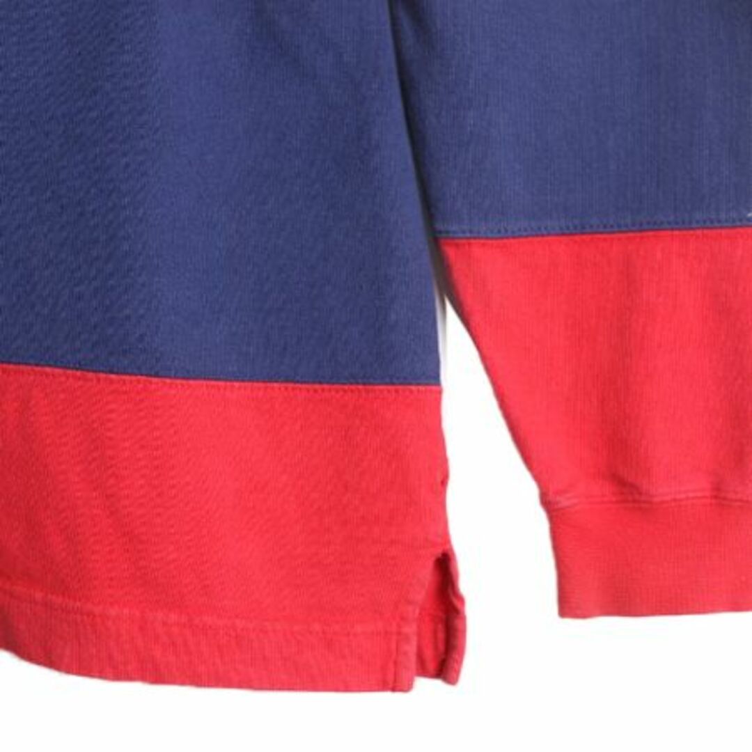 90s OLD GAP モックネック ボーダー 長袖 Tシャツ メンズ XL 程/ 90年代 オールド ギャップ ロンT ハイネック 大きいサイズ 2トーン 赤 紺 メンズのトップス(Tシャツ/カットソー(七分/長袖))の商品写真