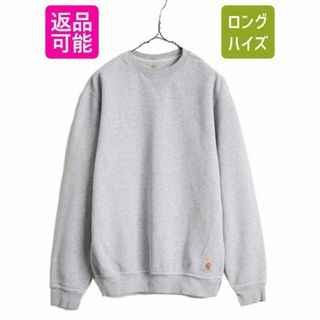 US企画 カーハート 前V スウェット トレーナー メンズ S / CARHARTT スエット ミッドウェイト 裏起毛 無地 クルーネック ワンポイント 杢灰(スウェット)