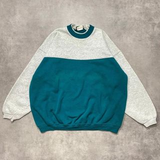 ヘインズ(Hanes)のHanes ヘインズ グリーン・グレー 2トーンスウェット USA製(スウェット)