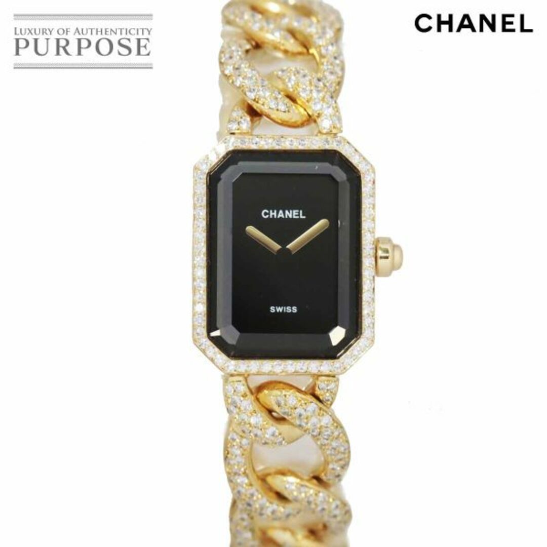 CHANEL(シャネル)のシャネル CHANEL プルミエール Lサイズ H0114 純正ダイヤモンド レディース 腕時計 ブラック 文字盤 K18YG 金無垢 クォーツ Premiere VLP 90202823 レディースのファッション小物(腕時計)の商品写真