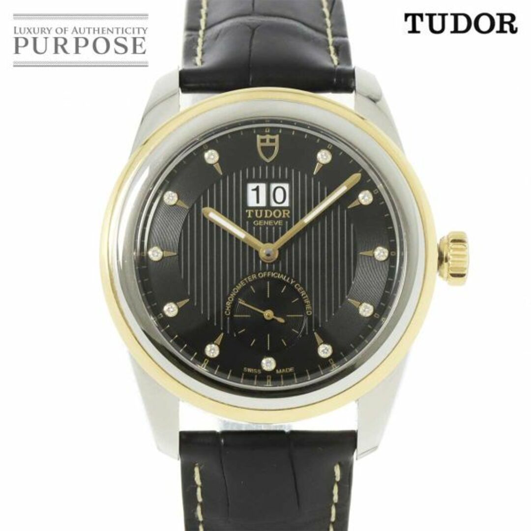 Tudor(チュードル)のチューダー チュードル TUDOR グラマー ダブルデイト コンビ 57103 メンズ 腕時計 11P ダイヤ ブラック YG 自動巻き Glamour VLP 90224669 メンズの時計(腕時計(アナログ))の商品写真