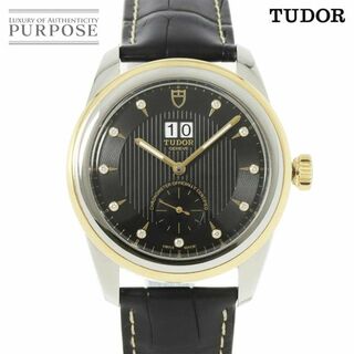 チュードル(Tudor)のチューダー チュードル TUDOR グラマー ダブルデイト コンビ 57103 メンズ 腕時計 11P ダイヤ ブラック YG 自動巻き Glamour VLP 90224669(腕時計(アナログ))