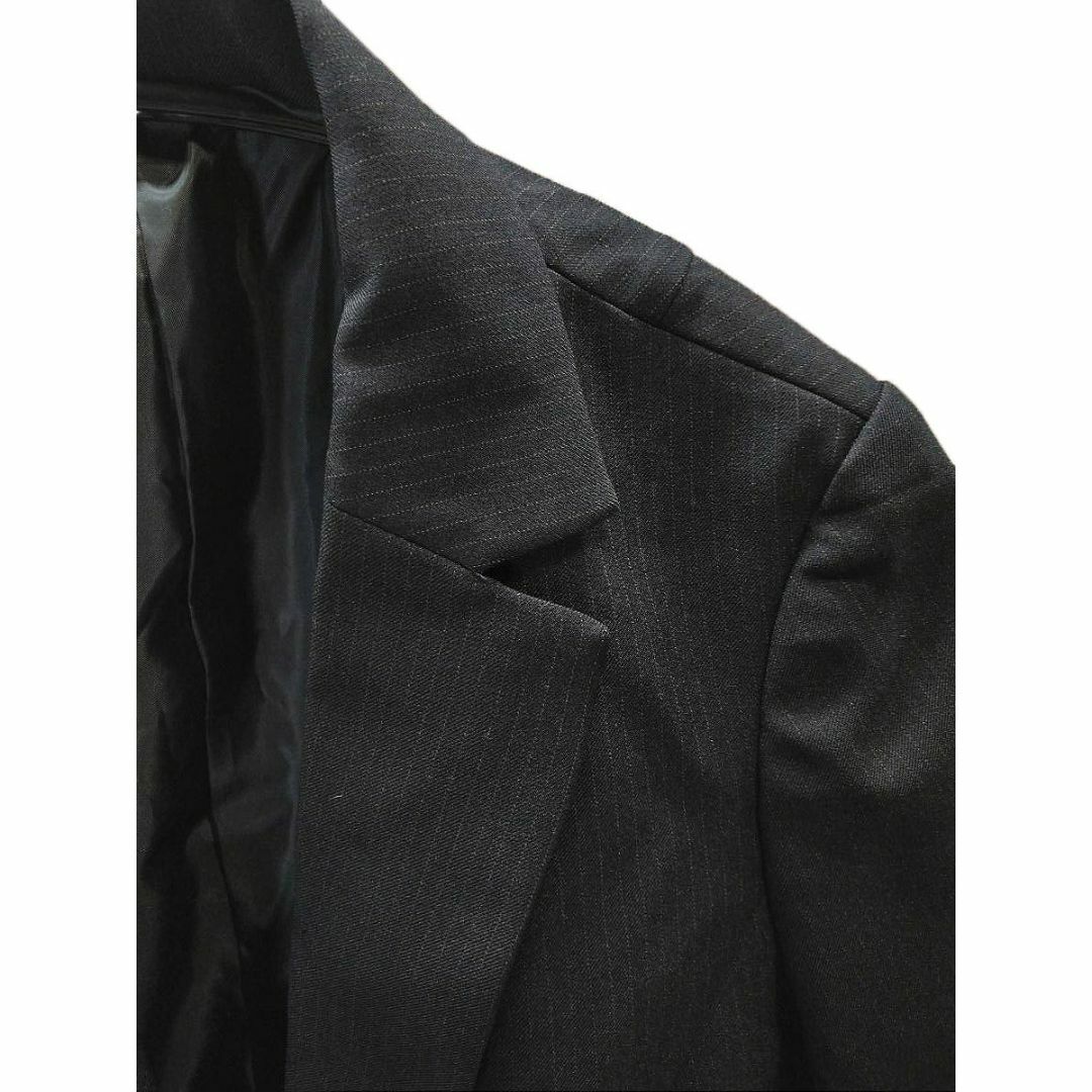 SS0093◇ 新品 ジャケット ストライプ 袖口スリット 裏地 15ABR 黒 レディースのジャケット/アウター(テーラードジャケット)の商品写真