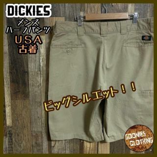 ディッキーズ(Dickies)のディッキーズ ワーク パンツ ハーフパンツ ベージュ アメカジ ロゴ USA古着(ショートパンツ)