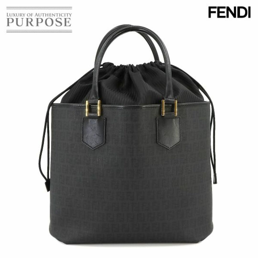 FENDI(フェンディ)のフェンディ FENDI ズッキーノ トート バッグ キャンバス レザー ブラック 8BH240 ゴールド 金具 VLP 90225178 レディースのバッグ(トートバッグ)の商品写真