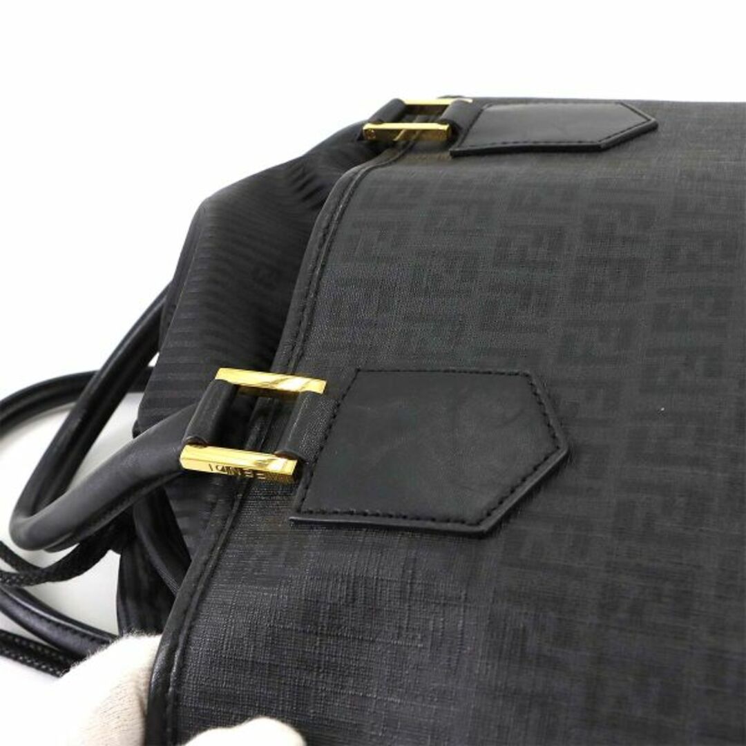 FENDI(フェンディ)のフェンディ FENDI ズッキーノ トート バッグ キャンバス レザー ブラック 8BH240 ゴールド 金具 VLP 90225178 レディースのバッグ(トートバッグ)の商品写真