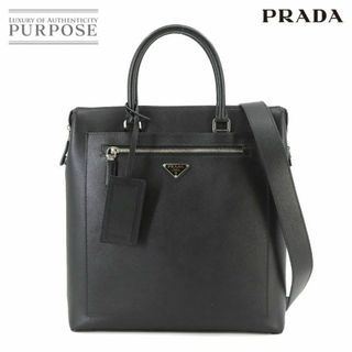 プラダ(PRADA)の未使用 展示品 プラダ PRADA サフィアーノ 2way トート ショルダー バッグ レザー ブラック 2VG046 シルバー 金具 VLP 90225191(トートバッグ)