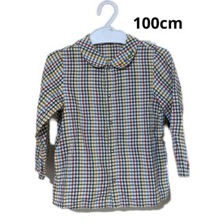 ホットビスケッツ(HOT BISCUITS)のミキハウス　ホットビスケッツ　長袖　シャツ　100cm チェック　ボタン　春服(Tシャツ/カットソー)