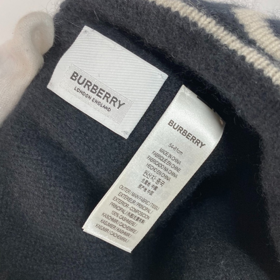 BURBERRY(バーバリー)のバーバリー BURBERRY ロゴ 8023982 ビーニー 帽子 ニット帽 ニットキャップ ニット帽 カシミヤ ブラック レディースの帽子(ニット帽/ビーニー)の商品写真