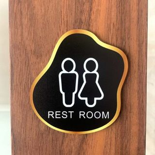 【送料無料】REST ROOMゴールドフレームサインプレート トイレ 室名札(その他)