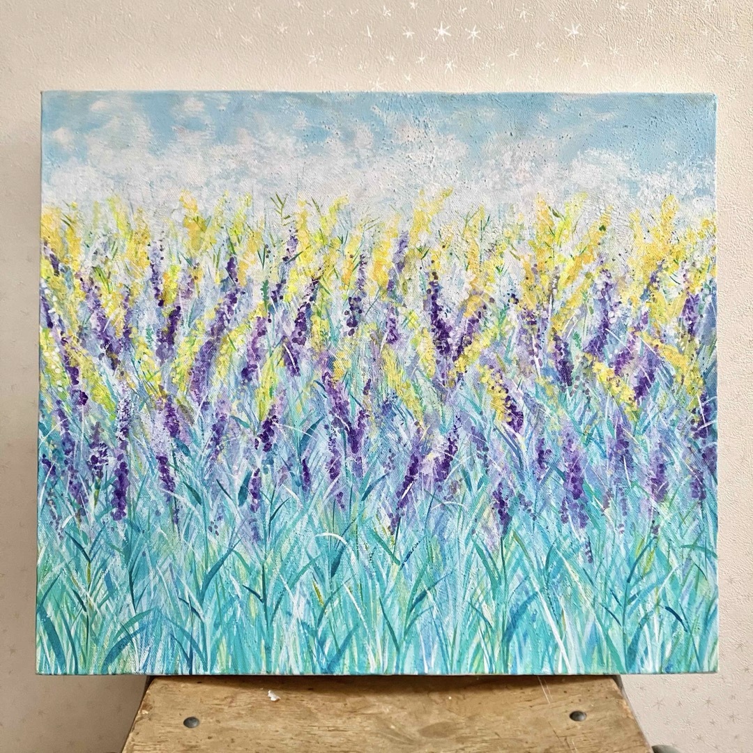 flower garden＊10号キャンバス　絵画　原画　風景画　花　植物　 エンタメ/ホビーの美術品/アンティーク(絵画/タペストリー)の商品写真