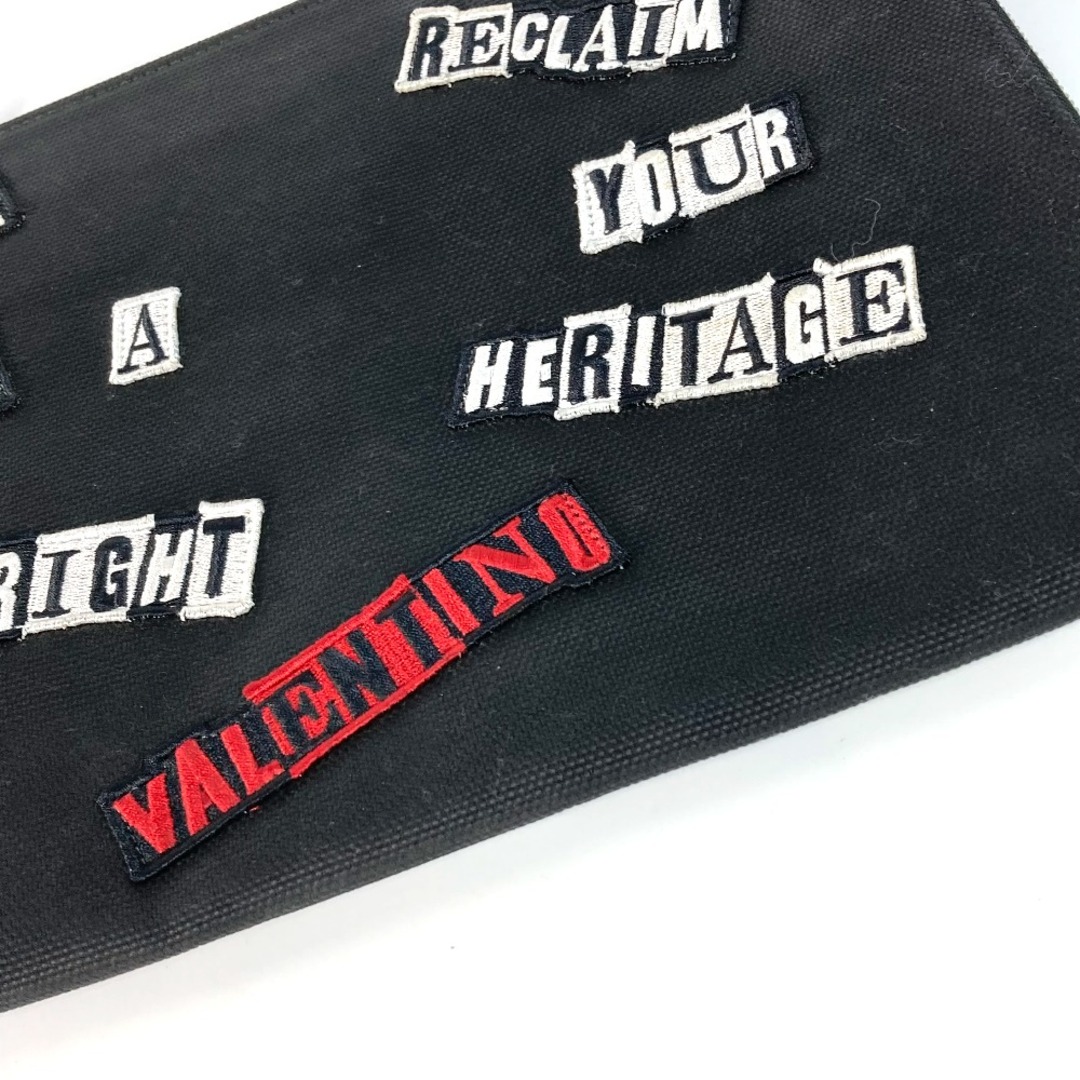 VALENTINO(ヴァレンティノ)のヴァレンティノ VALENTINO 3スター ロゴ ワッペン スタッズ カバン ポーチ L字ファスナー クラッチバッグ キャンバス ブラック メンズのバッグ(セカンドバッグ/クラッチバッグ)の商品写真
