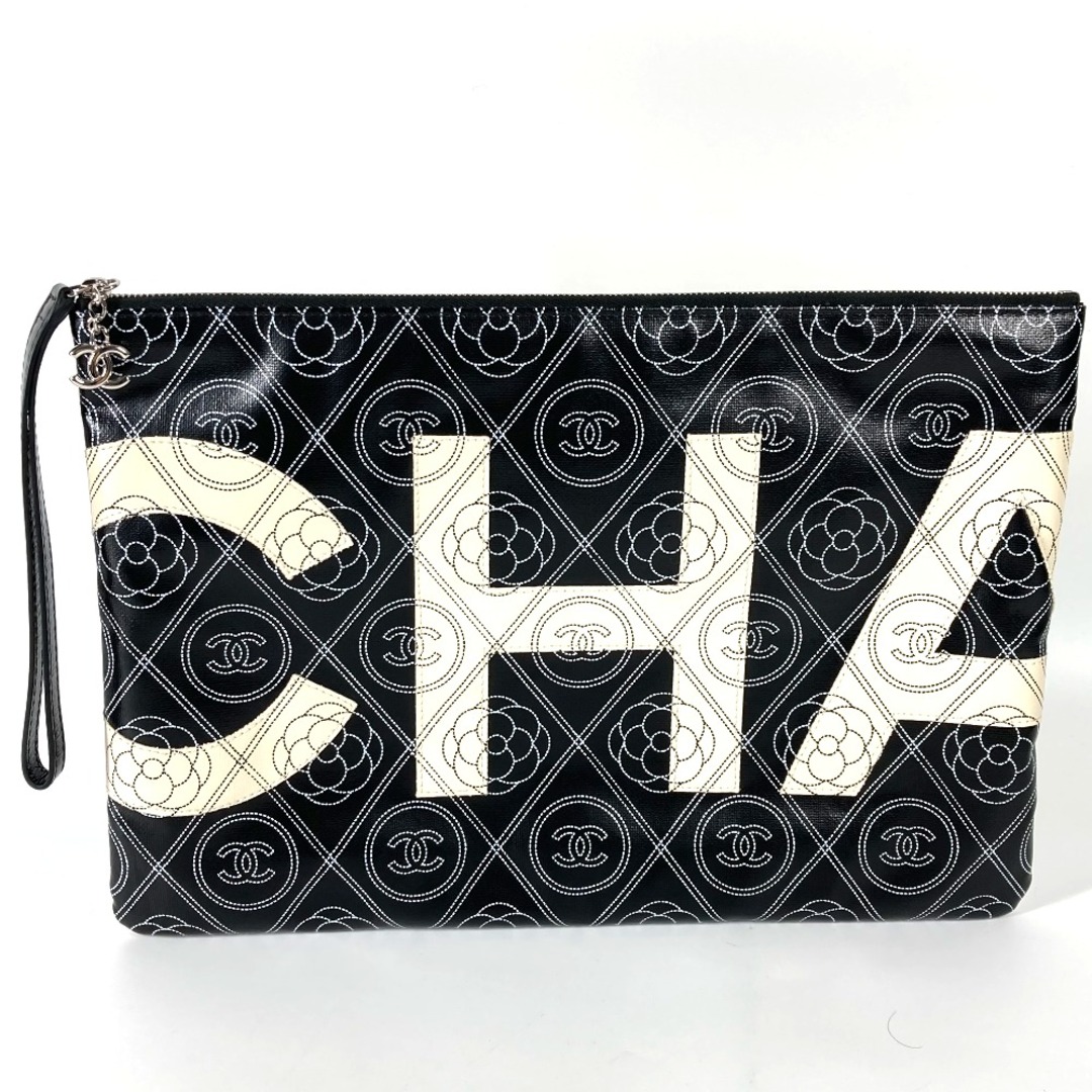 CHANEL(シャネル)のシャネル CHANEL CC ココマーク バイカラー A70214 カメリア セカンドバッグ ポーチ クラッチバッグ レザー ブラック 美品 レディースのバッグ(クラッチバッグ)の商品写真