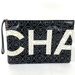 シャネル(CHANEL)のシャネル CHANEL CC ココマーク バイカラー A70214 カメリア セカンドバッグ ポーチ クラッチバッグ レザー ブラック 美品(クラッチバッグ)