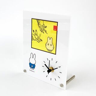 ミッフィー(miffy)のミッフィー miffy Dick Bruna 鳥獣戯画 置き時計 とけい クロック インテリア アクリル素材 ホワイト(置時計)
