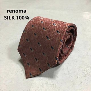 レノマ(RENOMA)のrenoma レノマ　ブランド ネクタイ シルク ワインレッド　総柄　メンズ(ネクタイ)