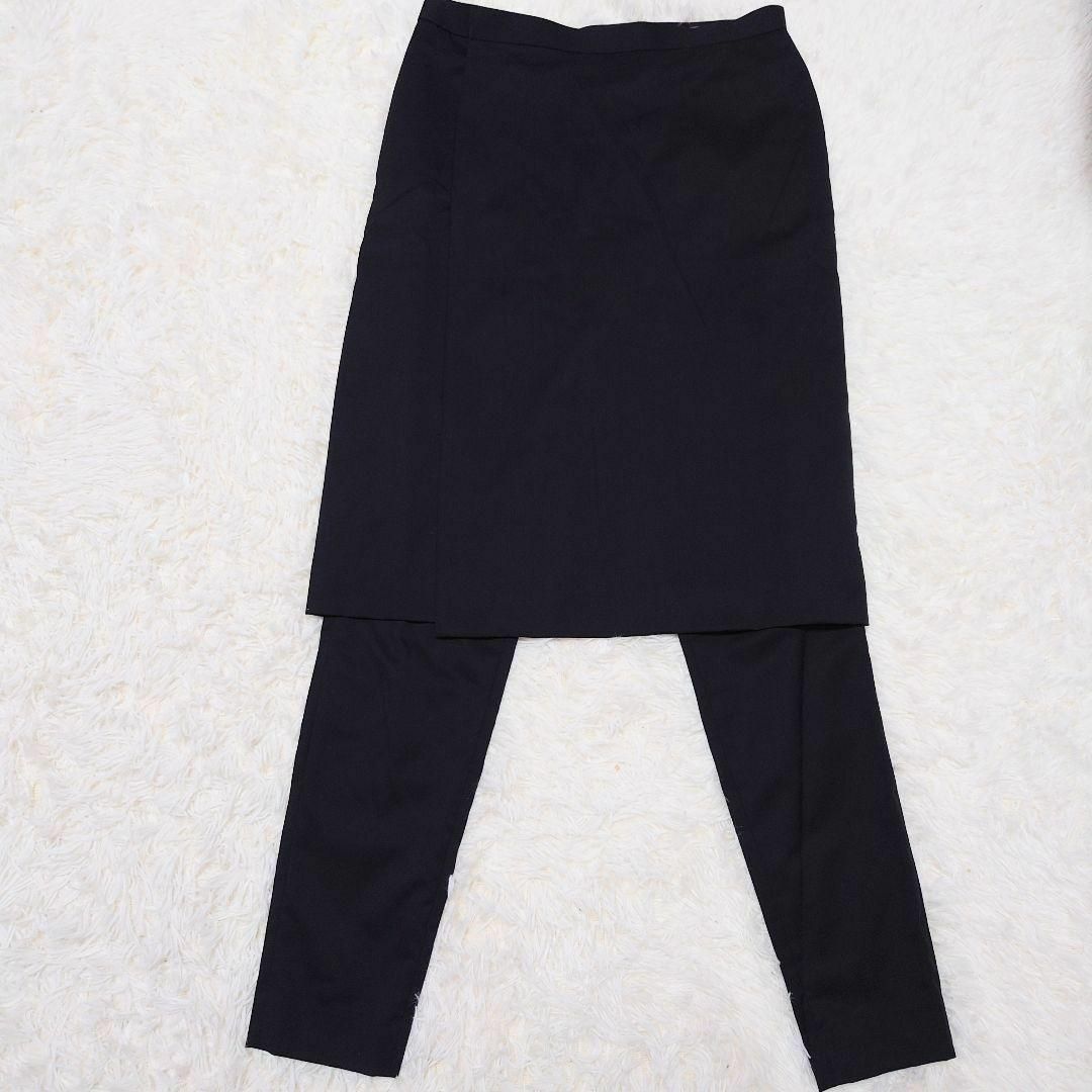 【美品】HYKE　サイズ２　レイヤード　スカート　パンツ　ブラック　羊毛　日本製