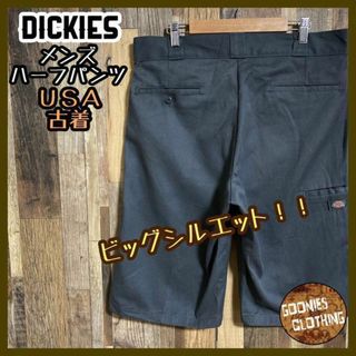 ディッキーズ(Dickies)のディッキーズ ワークパンツ ハーフパンツ アメカジ グレー ロゴ USA古着(ショートパンツ)