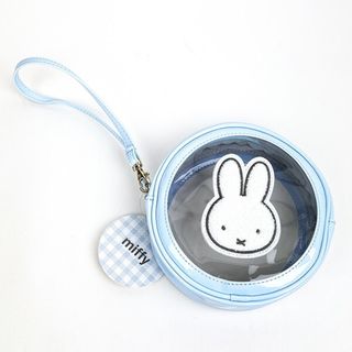 ミッフィー(miffy)のミッフィー ラウンドポーチ M ブルー 小物入れ 化粧品入れ クラッチバッグ ハンドバッグ(ボディバッグ/ウエストポーチ)