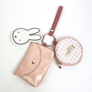 ミッフィー(miffy)のミッフィー ポーチセット ピンク エナメル 千鳥柄 小物入れ コインケース(ボディバッグ/ウエストポーチ)