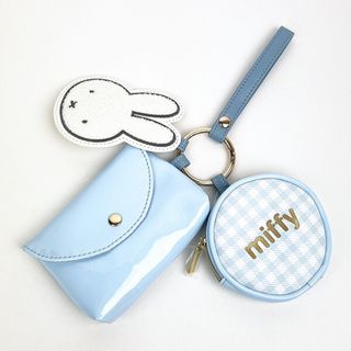 ミッフィー(miffy)のミッフィー ポーチセット ブルー エナメル 千鳥柄 小物入れ コインケース(ボディバッグ/ウエストポーチ)