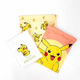 ポケモン(ポケモン)のポケットモンスター 3P巾着 ピカチュウ ポケモン ポーチ 小物入れ(ランチボックス巾着)