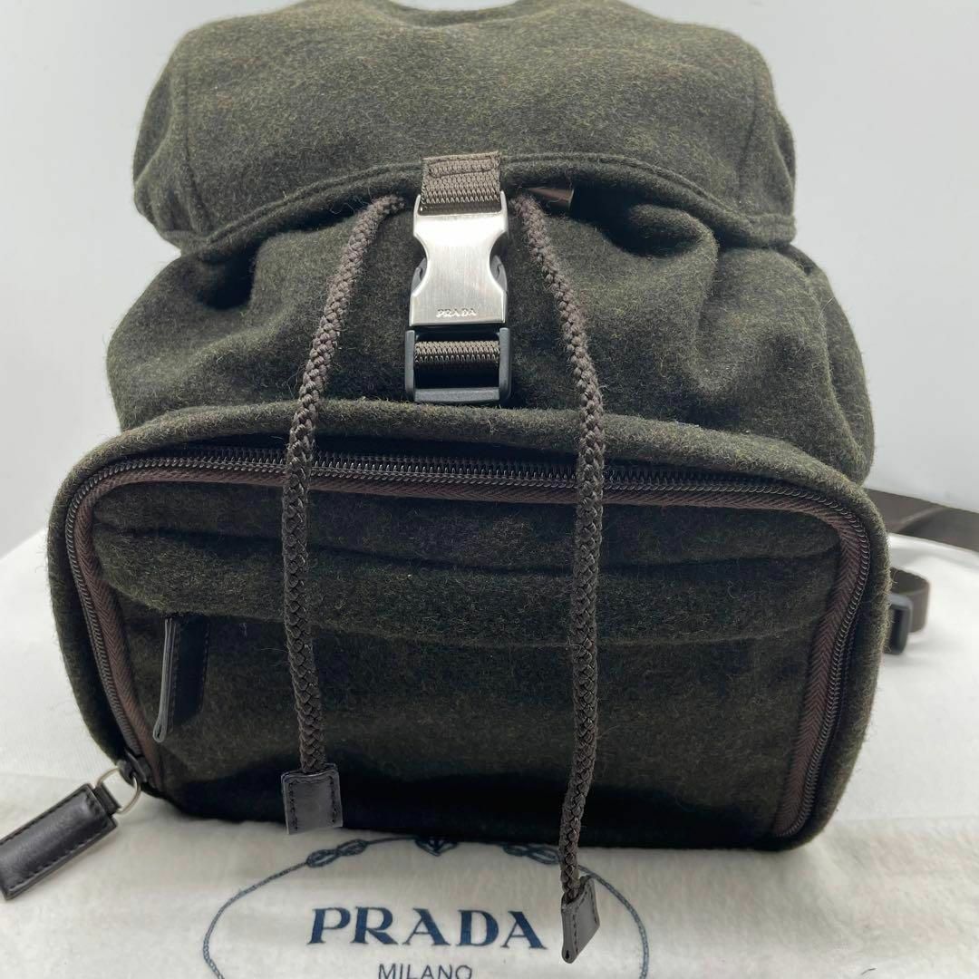 PRADA - 33 美品 プラダ ウール リュック パックパック 三角ロゴ PRADA - 33 美品 プラダ ウール リュック パックパック 三角ロゴ