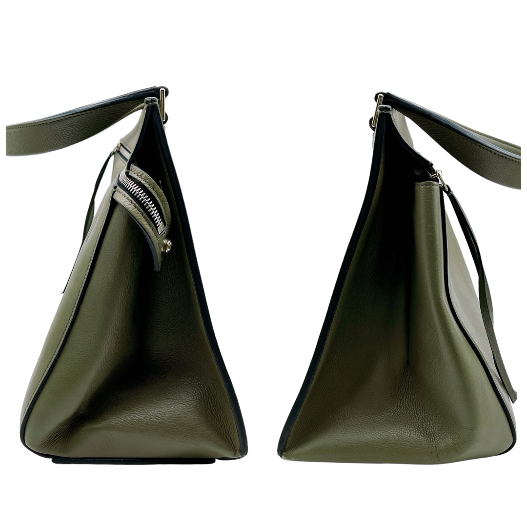 CELINE - 美品 セリーヌ レザー エッジ ハンドバッグ グレー CELINE - 美品 セリーヌ レザー エッジ ハンドバッグ グレー