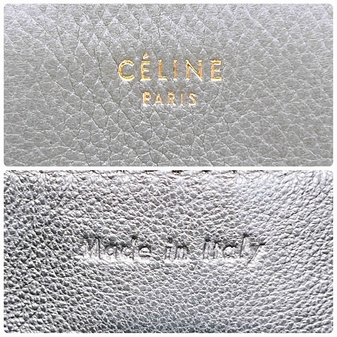 CELINE - 美品 セリーヌ レザー エッジ ハンドバッグ グレー CELINE - 美品 セリーヌ レザー エッジ ハンドバッグ グレー