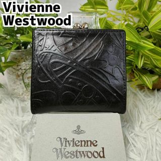 ヴィヴィアンウエストウッド(Vivienne Westwood)のヴィヴィアンウエストウッド 二つ折り財布 がま口 ブラック オーブリピート 総柄(財布)