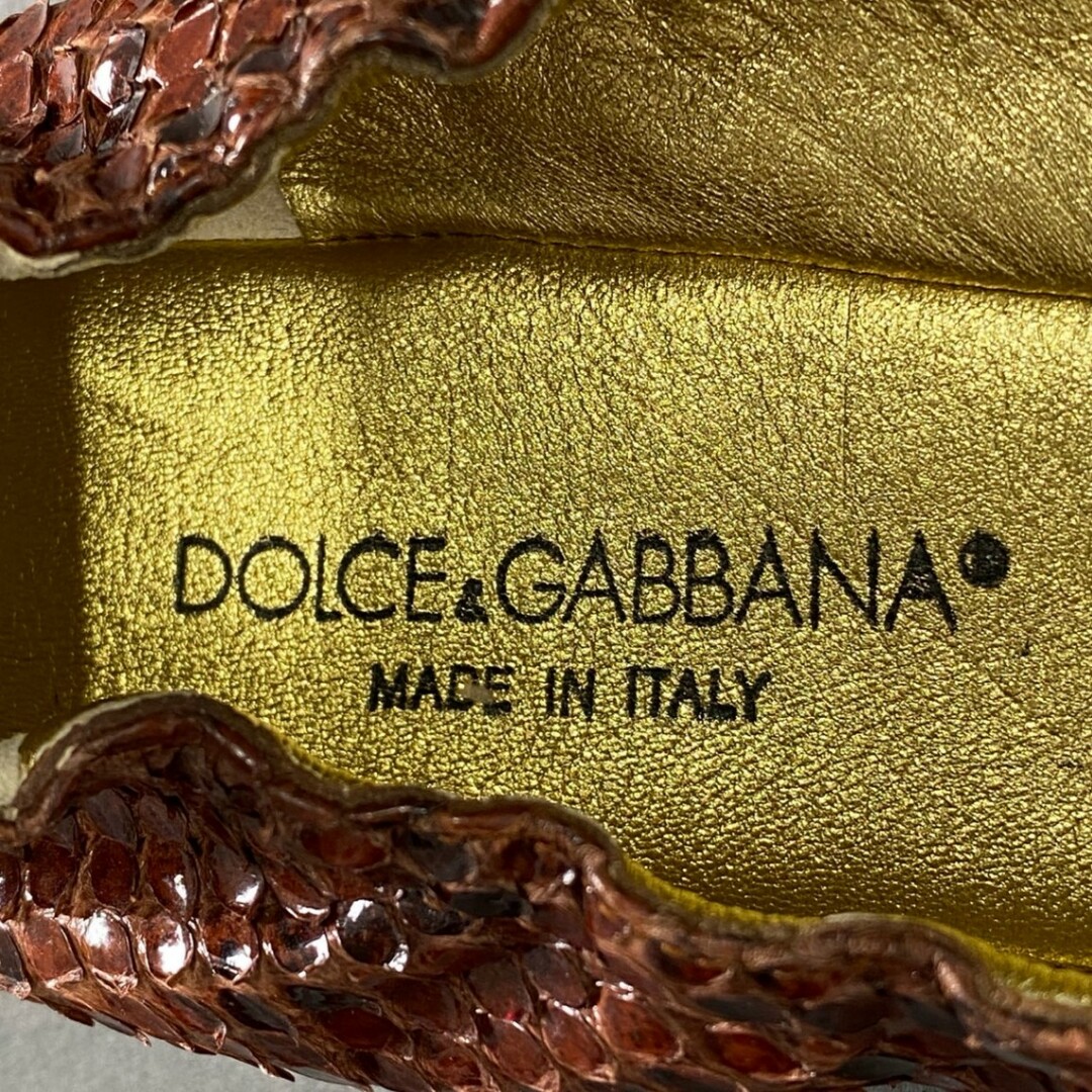 DOLCE&GABBANA(ドルチェアンドガッバーナ)の4c1 DOLCE&GABBANA ドルチェアンドガッバーナ イタリア製 パイソン フラットパンプス バレエシューズ 35 ブラウン レザー ドルガバ MADE IN ITALY レディースの靴/シューズ(ハイヒール/パンプス)の商品写真