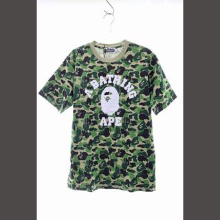 アベイシングエイプ(A BATHING APE)のエイプ APE ABC CAMO カレッジ ロゴ Tシャツ M グリーン 迷彩(Tシャツ/カットソー(半袖/袖なし))