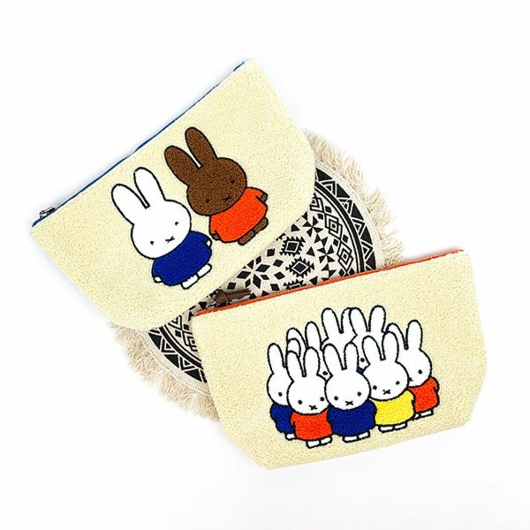 miffy(ミッフィー)のミッフィー サガラポーチ いっぱい柄 小物入れ サガラ刺繍 オレンジ(PWD) レディースのファッション小物(ポーチ)の商品写真