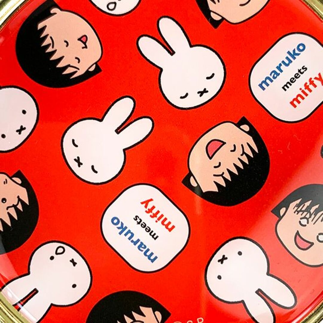 miffy(ミッフィー)のミッフィー ちびまるこちゃん  ミラー レッド maruko meets miffy 手鏡(PWD) インテリア/住まい/日用品のインテリア小物(卓上ミラー)の商品写真